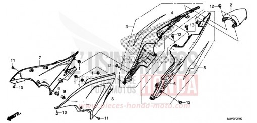 COUVERCLE LATERAL/CAPOT ARRIERE CBR500RAF de 2015